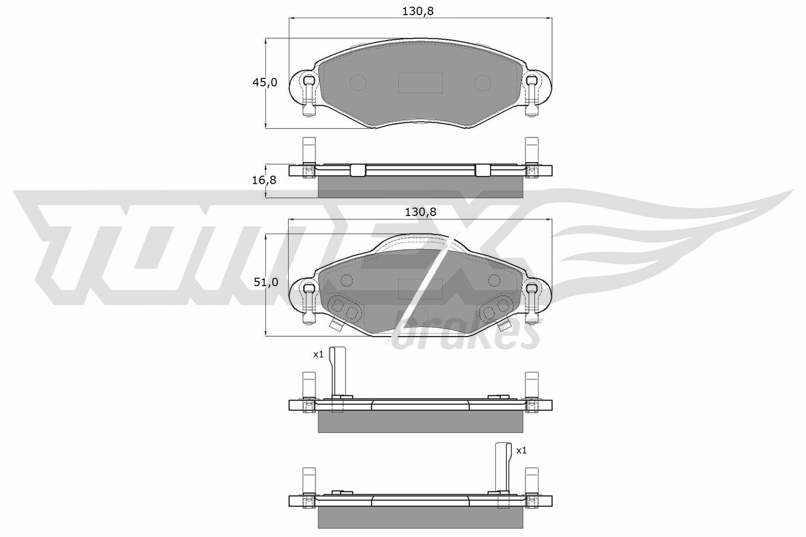 Sada brzdových destiček, kotoučová brzda TOMEX Brakes